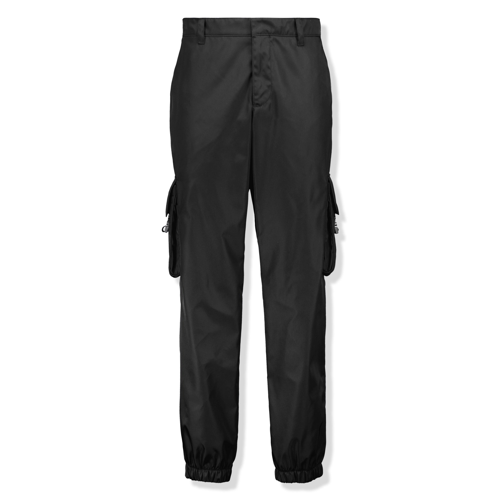 Image of Prada Re Nylon Cuffed Black Cargo Pants